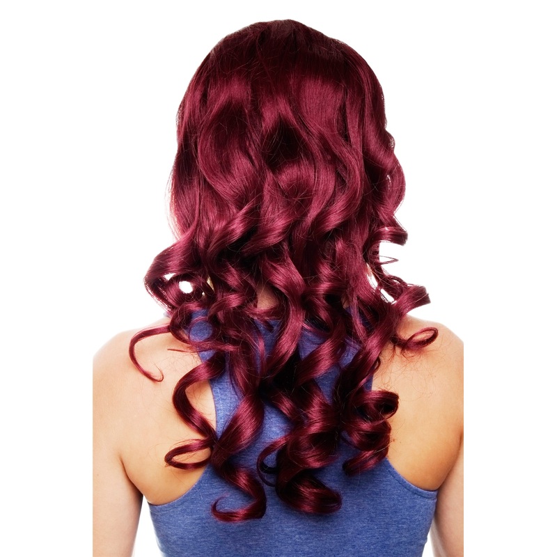 Hairpiece Halfwig 7 Clip In Extension long curls curled garnet red H9503