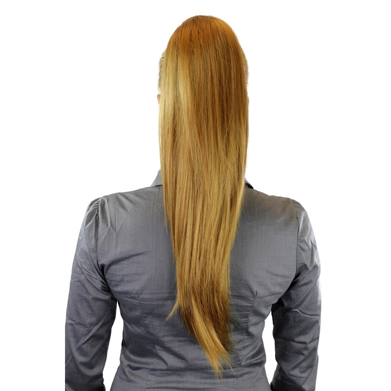 Hairpiece Ponytail clamp & draw string straight volume long gold blonde WK06-25