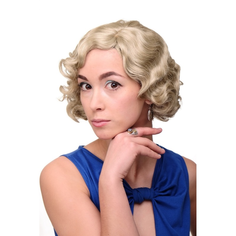 Lady wig Short Bob 20s 30s Movie Star Diva Charleston Swing Wave ash blond A4002