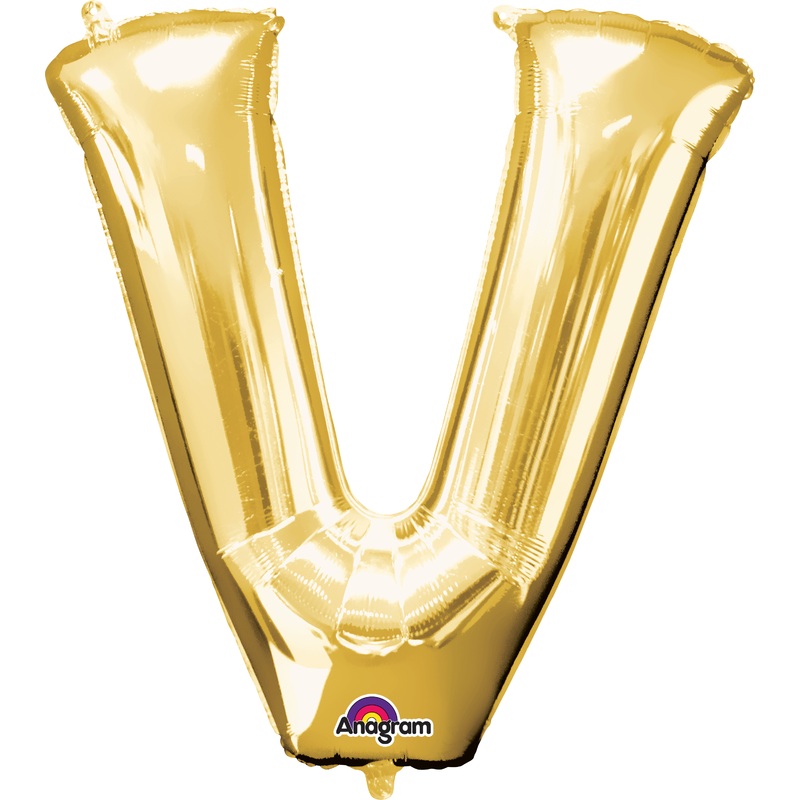 Letter foil balloon V gold 81cm