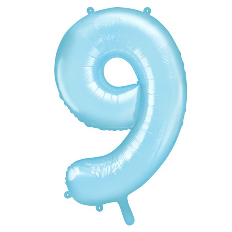 Number 9 foil balloon sky blue 86cm