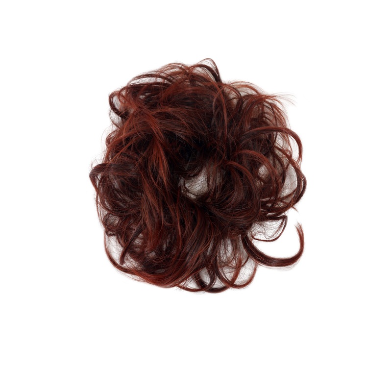 Hair Piece Hair Tie elastic Scrunchy curly curls brown & red highlights YZF-3054A-T4/350