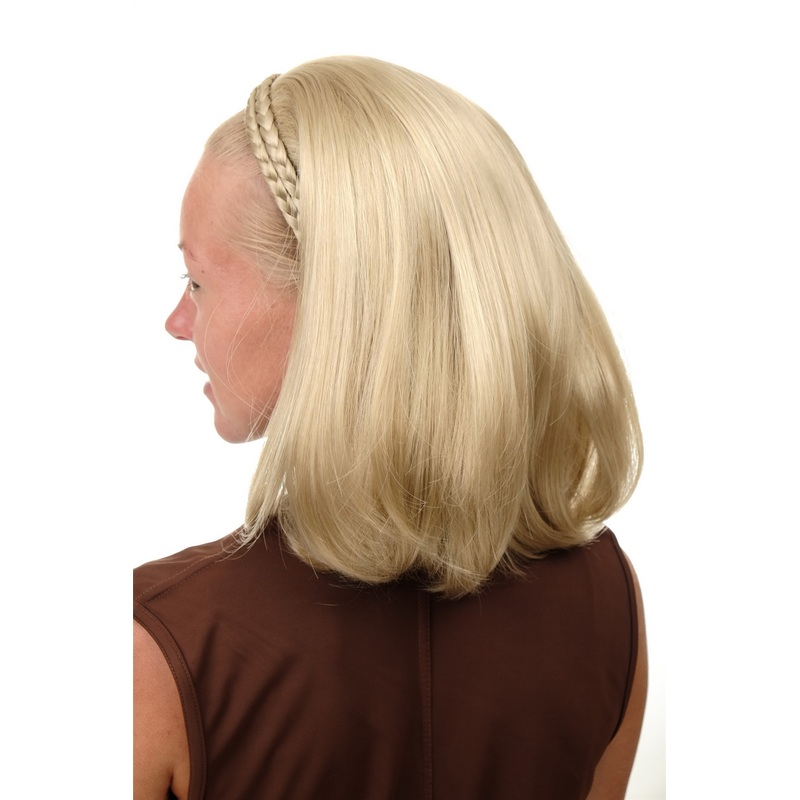 Halfwig Hairpiece braided hair circlet medium length sleek bright blond 90606+3