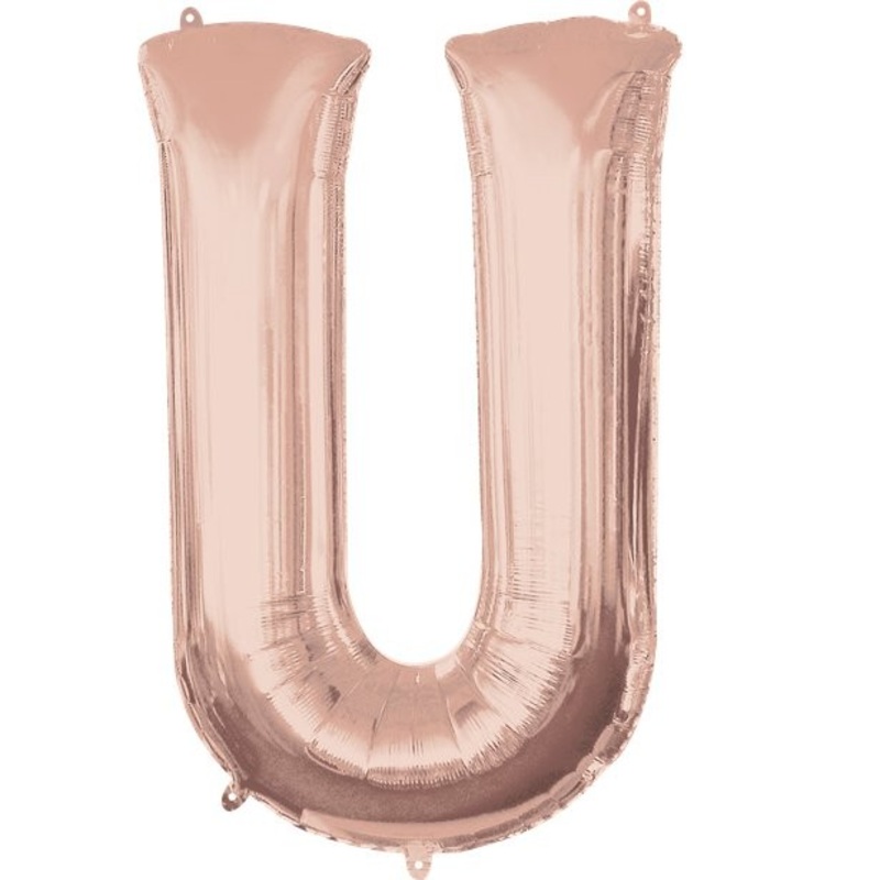 Letter U foil balloon rose gold 41cm