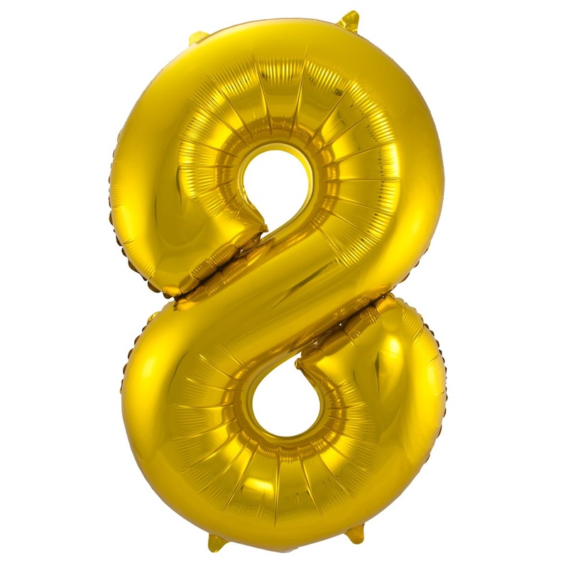 Number 8 foil balloon in gold 86cm
