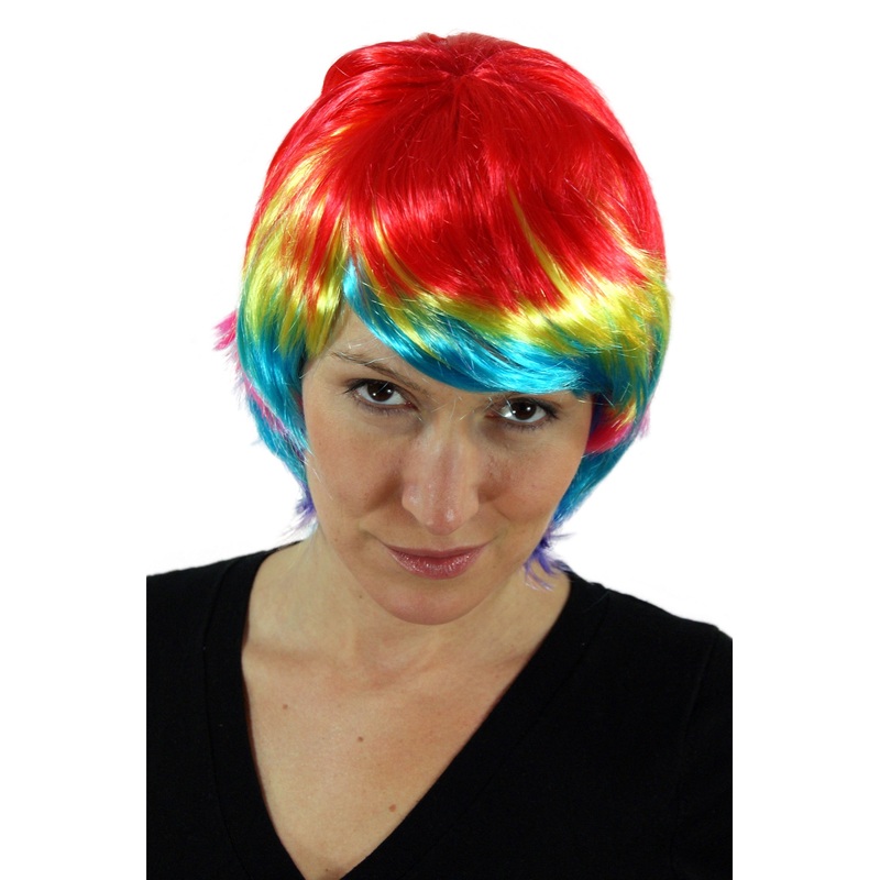 Party Halloween Lady wig short Bob Bird of Paradise colours disco Techno PW0047