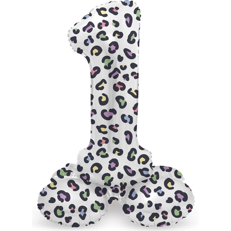 Standing Number 1 Balloon Leopard 41cm