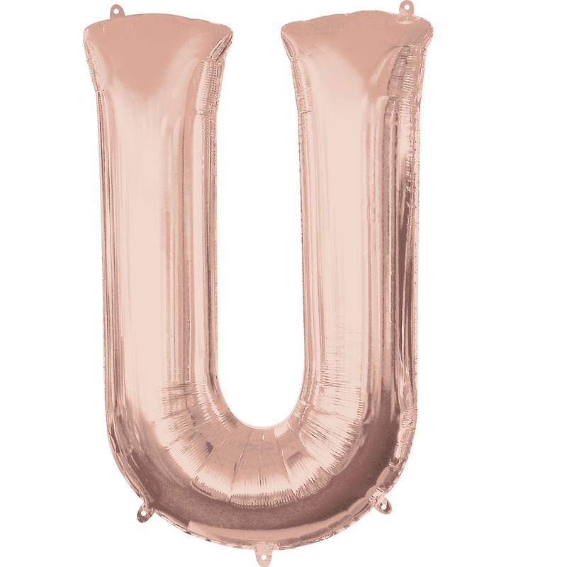 Letter foil balloon U rose gold 83cm