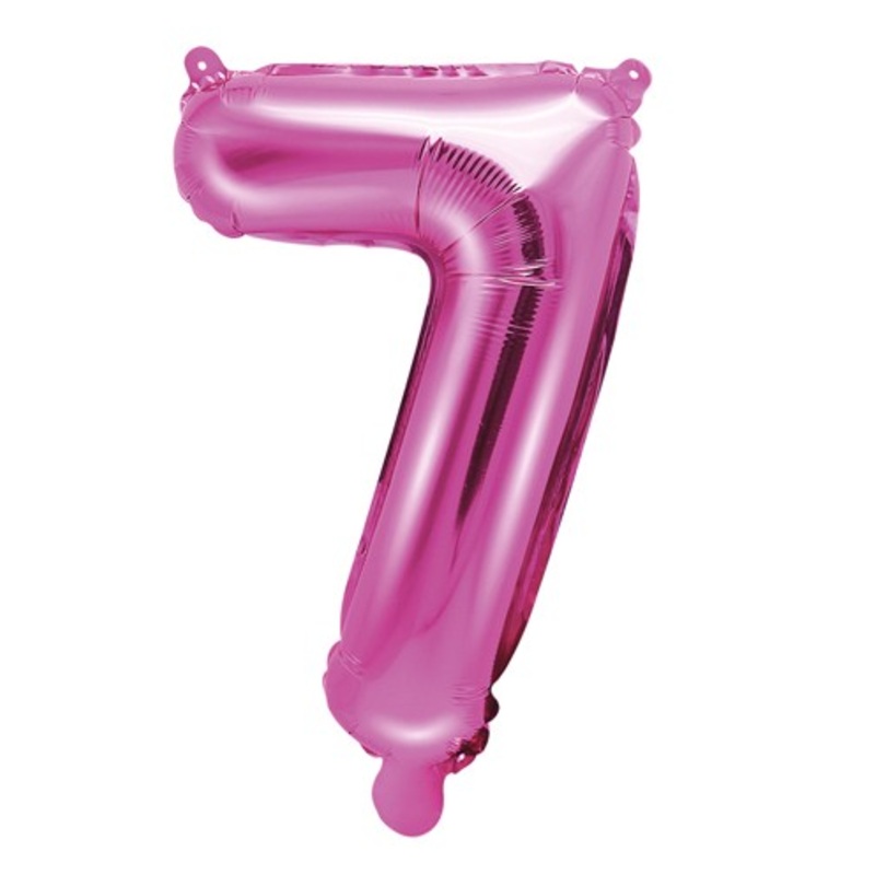 Number 7 foil balloon fuchsia 35cm