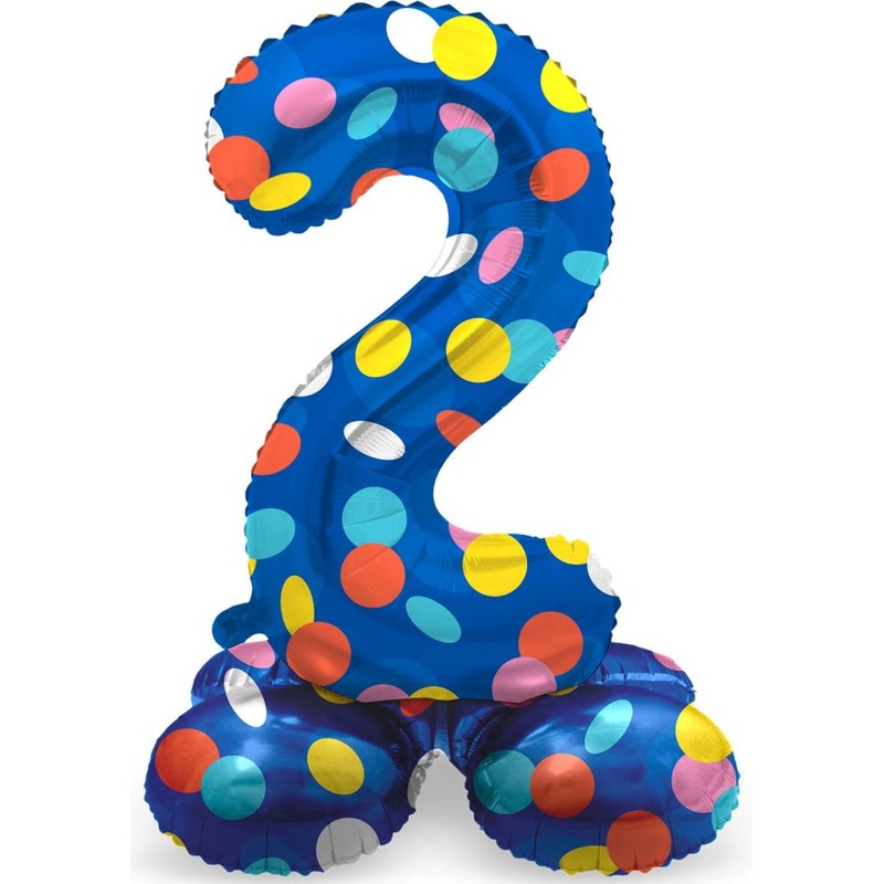 Standing number 2 balloon confetti rain 41cm