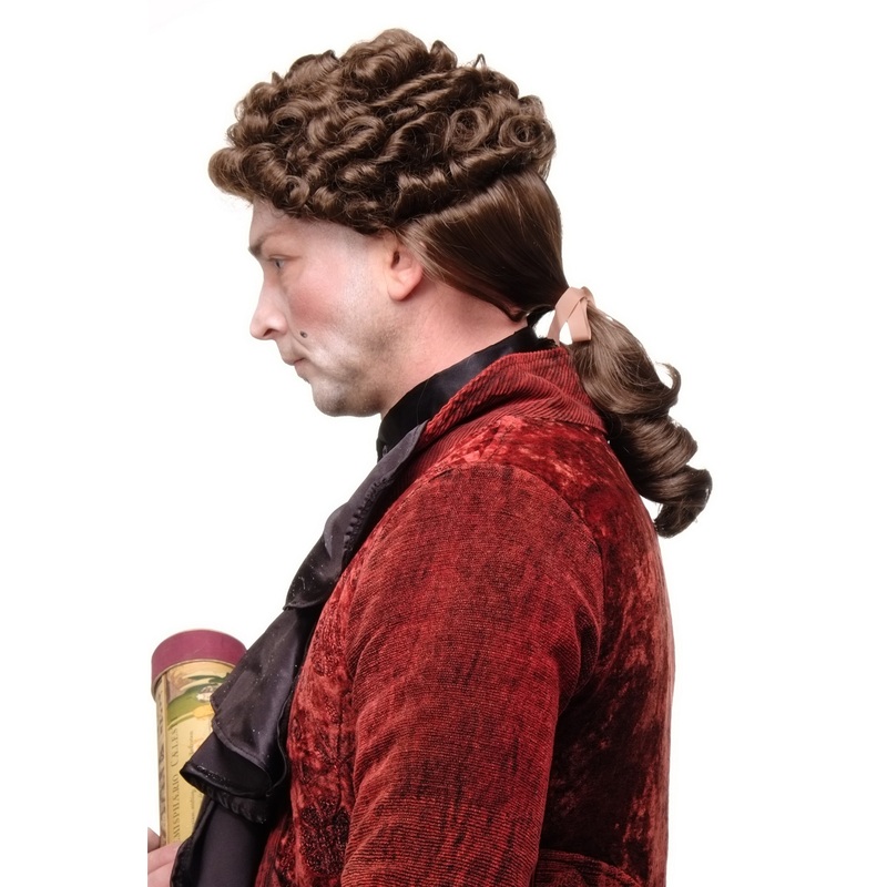 Wig Man Men Renaissance Baroque Casanova curls ponytail Aristocrat brown GFW1617