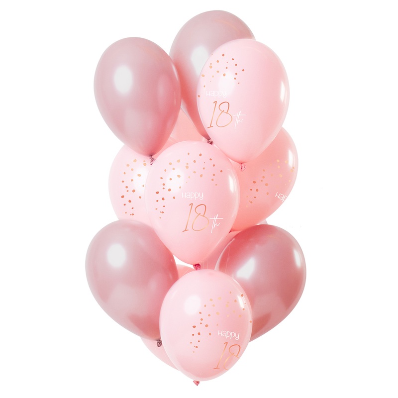 18th birthday 12 latex balloons elegant pink