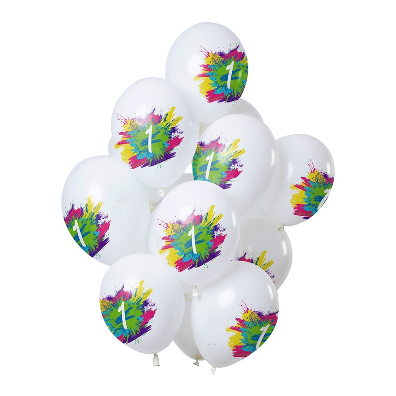 1st birthday 12 latex balloons Color Splash
