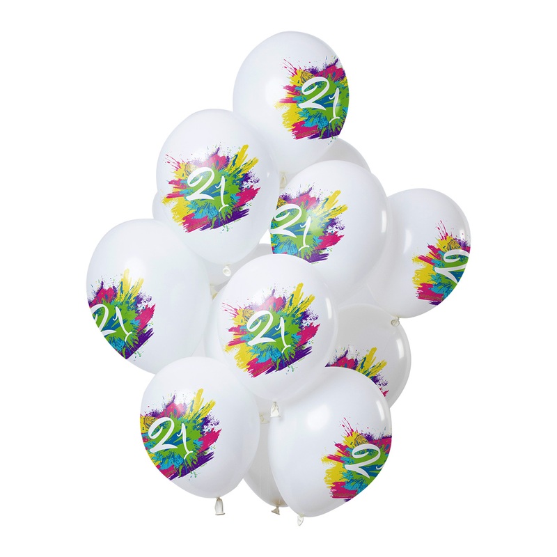 21st birthday 12 latex balloons Color Splash