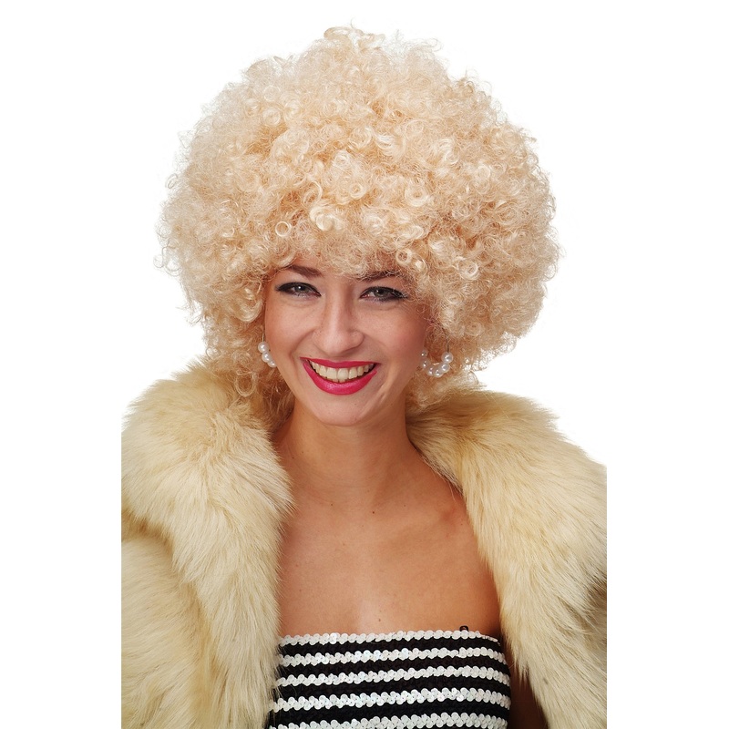 Afro Wig Halloween Carnival Men Women Light Blonde Blond Disco PW0011-P02