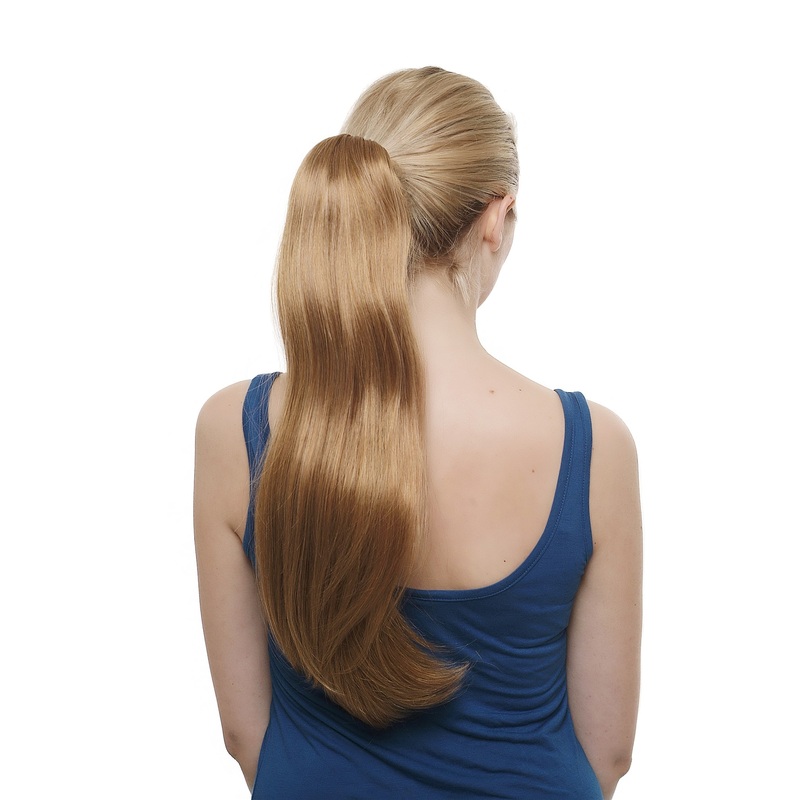 Hairpiece Ponytail extension very long straight slight soft wave wavy gold blond SA049