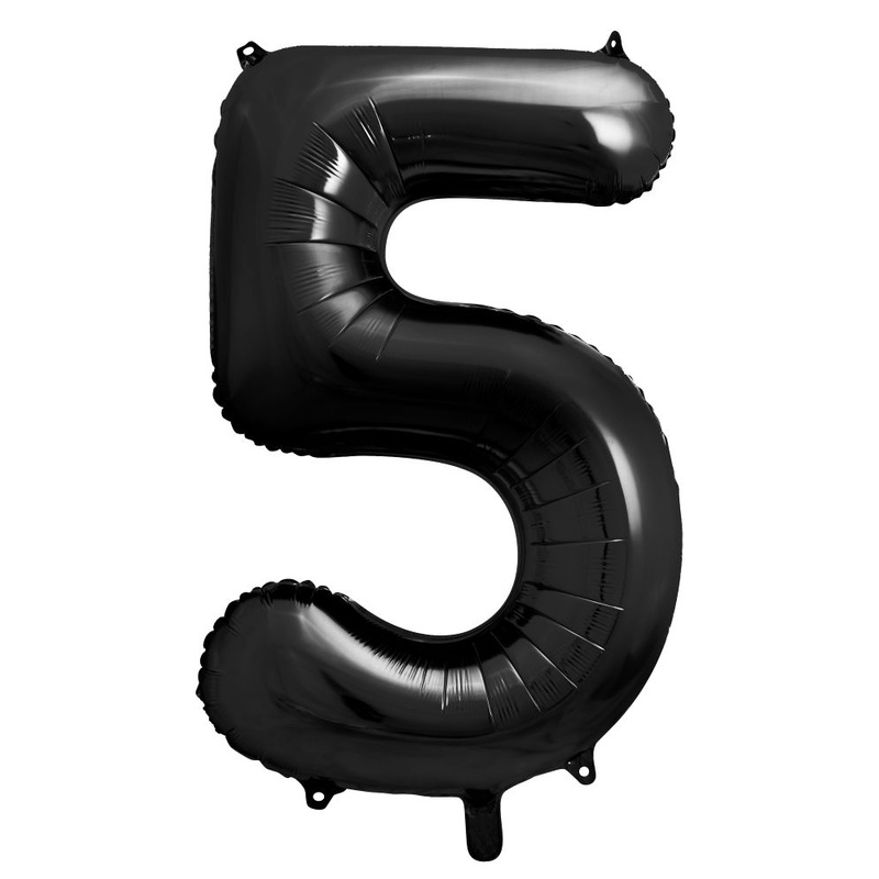 Number 5 Black Number Foil Balloon 86cm