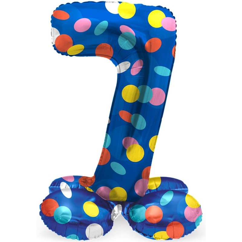 Standing number 7 balloon confetti rain 72cm