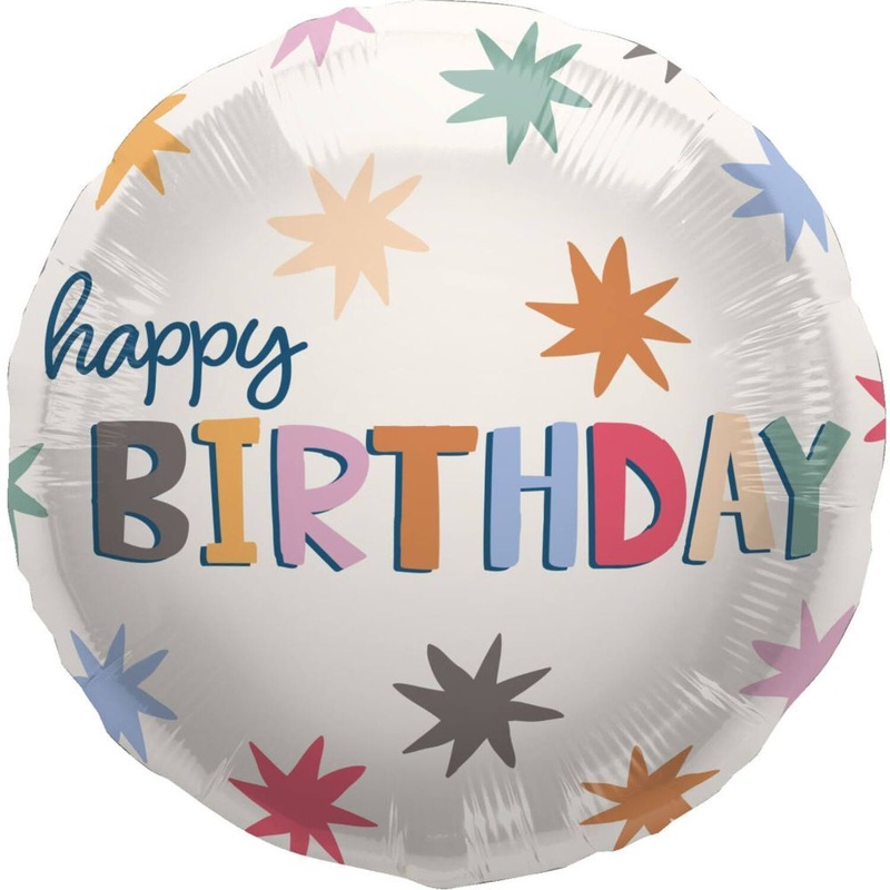 Starburst Happy Birthday foil balloon 45cm