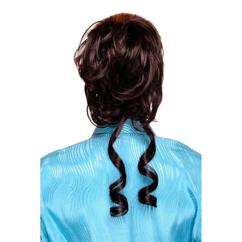 Hair Piece baroque voluminous wild curled scrunchy comb dark brown YZF-3072HT