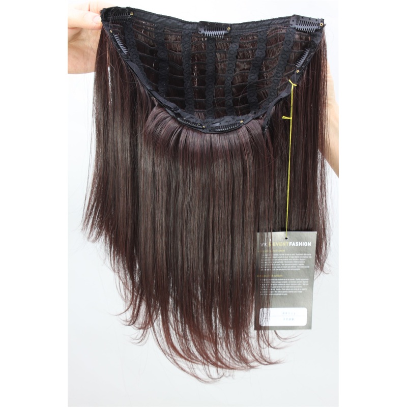 Hairpiece Halfwig 7 Clip-In Extension straight long mahogany brown mix H9504