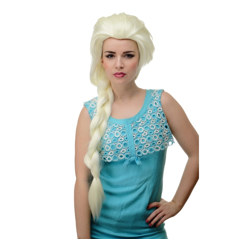 Lady Wig Cosplay backcombed long braided ponytail white blond Snow Queen GFW2072