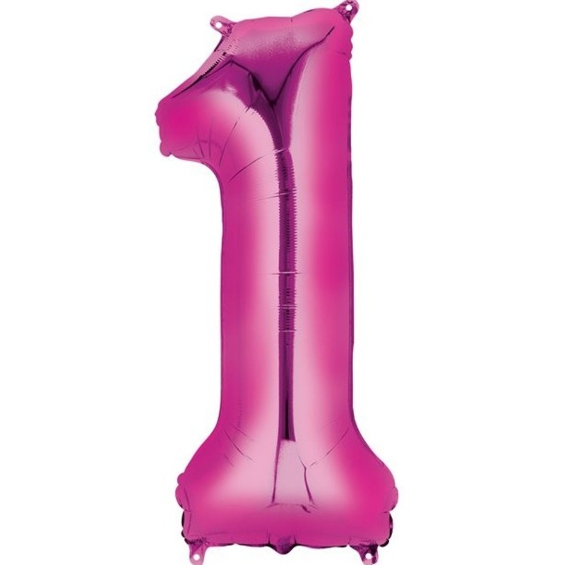 Pink number 1 foil balloon 41cm