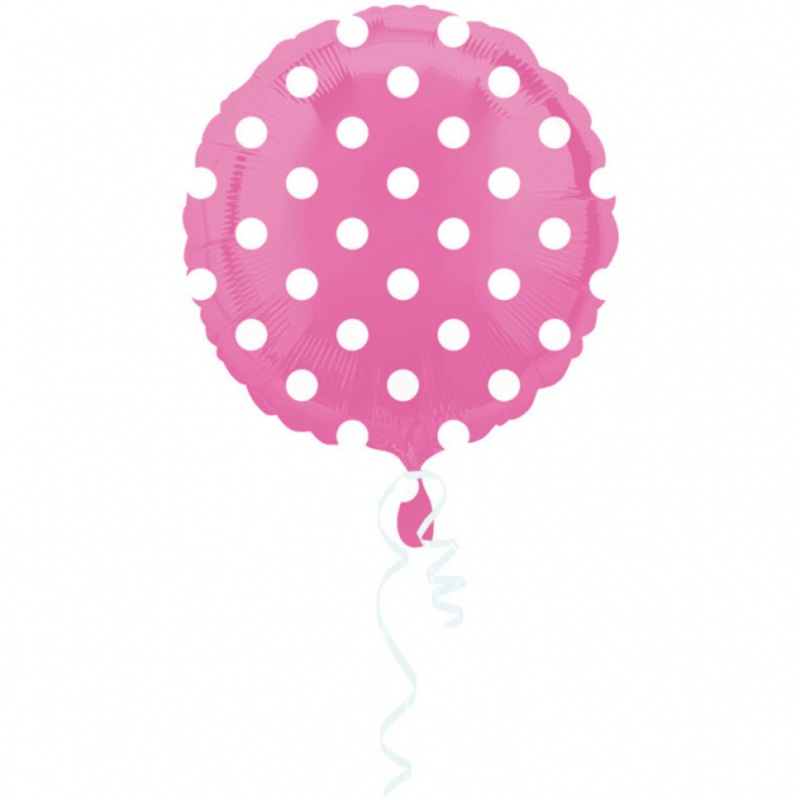 Round foil balloon with pink dots