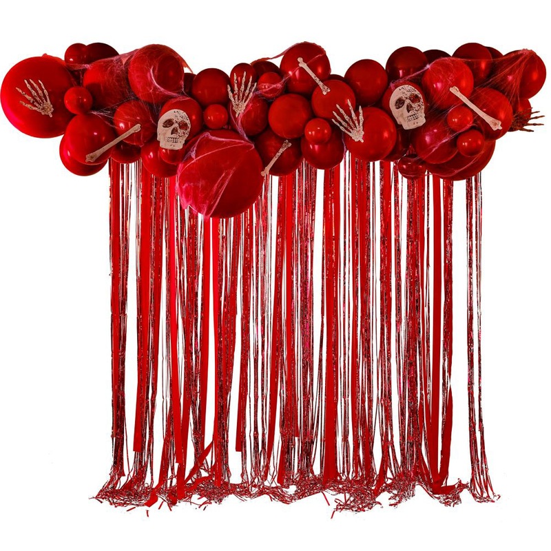 Skeleton spook in red balloon garland 60 pieces