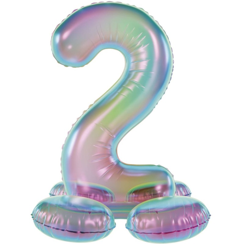 Standing foil balloon iridescent number 2