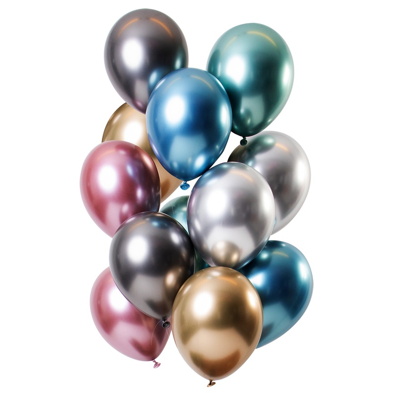 12 latex balloons mirror effect colored