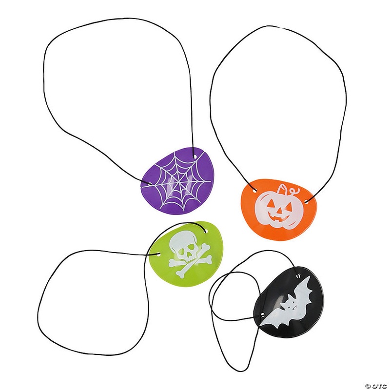 2 1/4 x 1 3/4 Halloween Bright Eye Patches with Icon Print – 12 Pc.