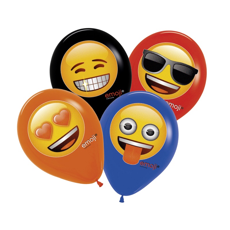 4 funny Emoji World balloons 30cm