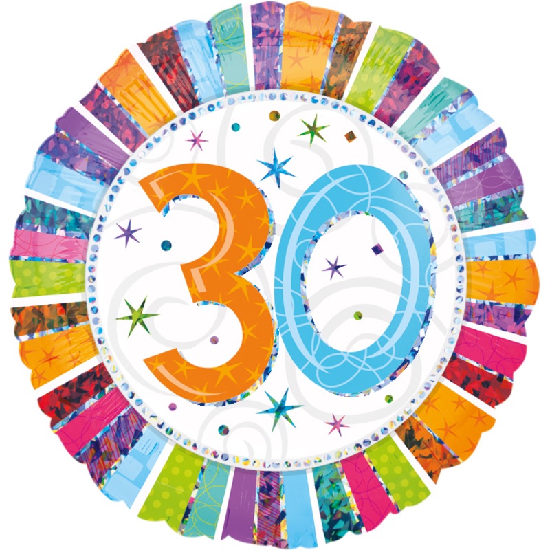 Colorful 30th Birthday balloon 45cm