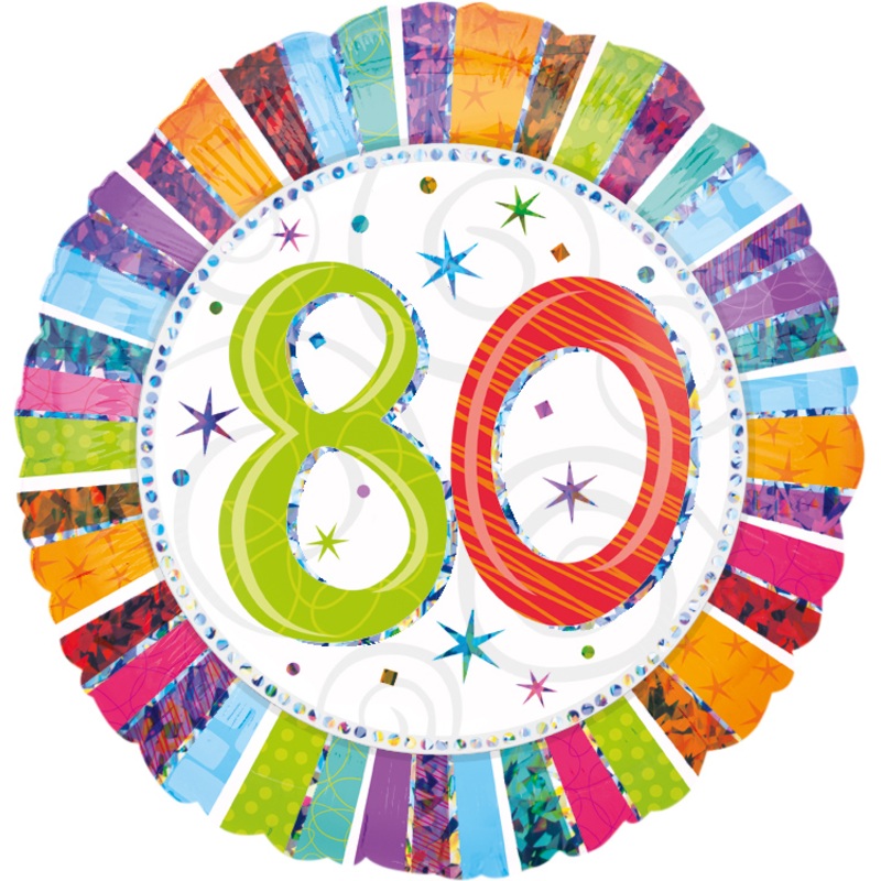 Colorful 80th Birthday balloon 45cm