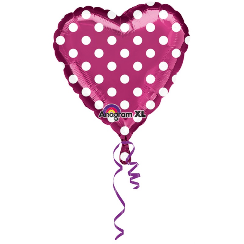 Dotted heart balloon in fuchsia