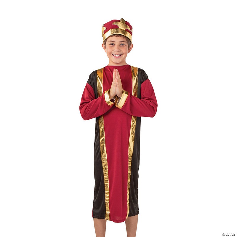 Kids King Herod Red & Gold Gown Nativity Costume with Hat