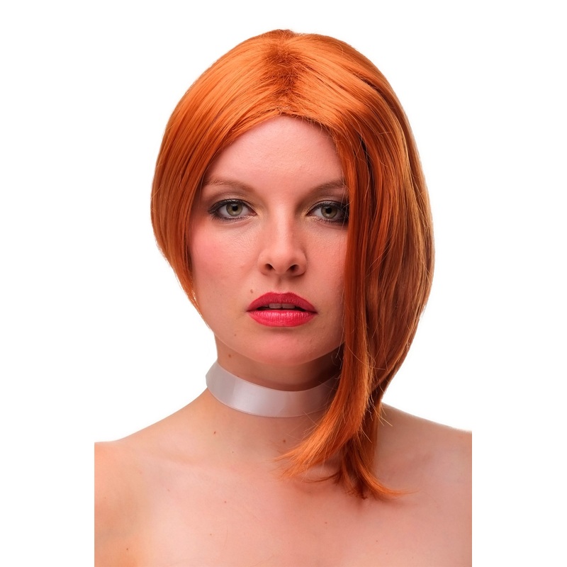 Lady wig wild asymmetrical one long side middle parting longbob red GFW2202