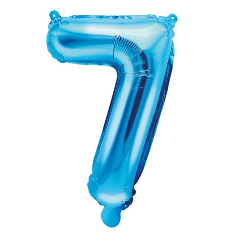 Number 7 foil balloon azure blue 35cm