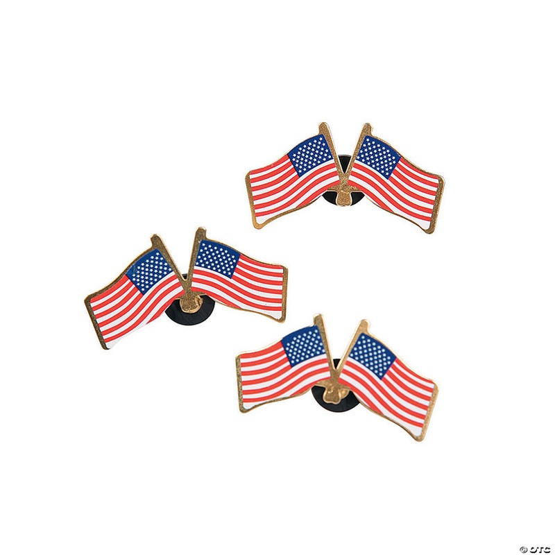 1 1/2 Bulk 72 Pc. Double American Flag Patriotic Metal Pins