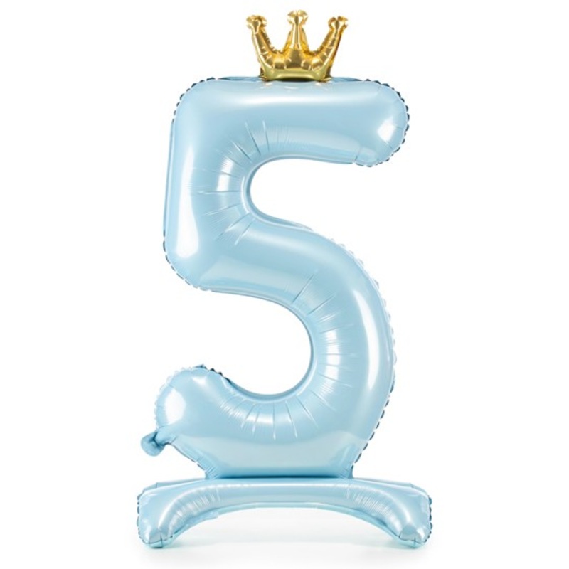 Babyblue number 5 standing foil balloon