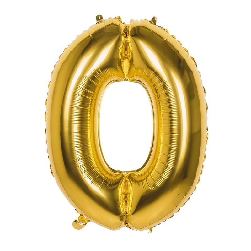 Foil balloon number 0 gold metallic 36cm