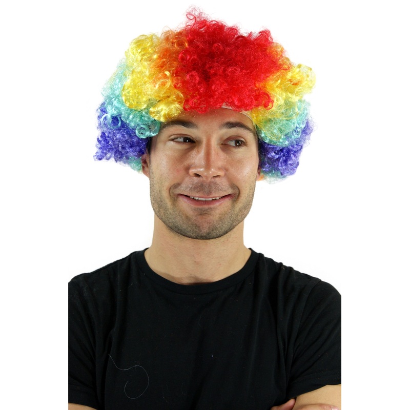 Party Halloween wig Afro style Clown very curly colourful volume PW0179