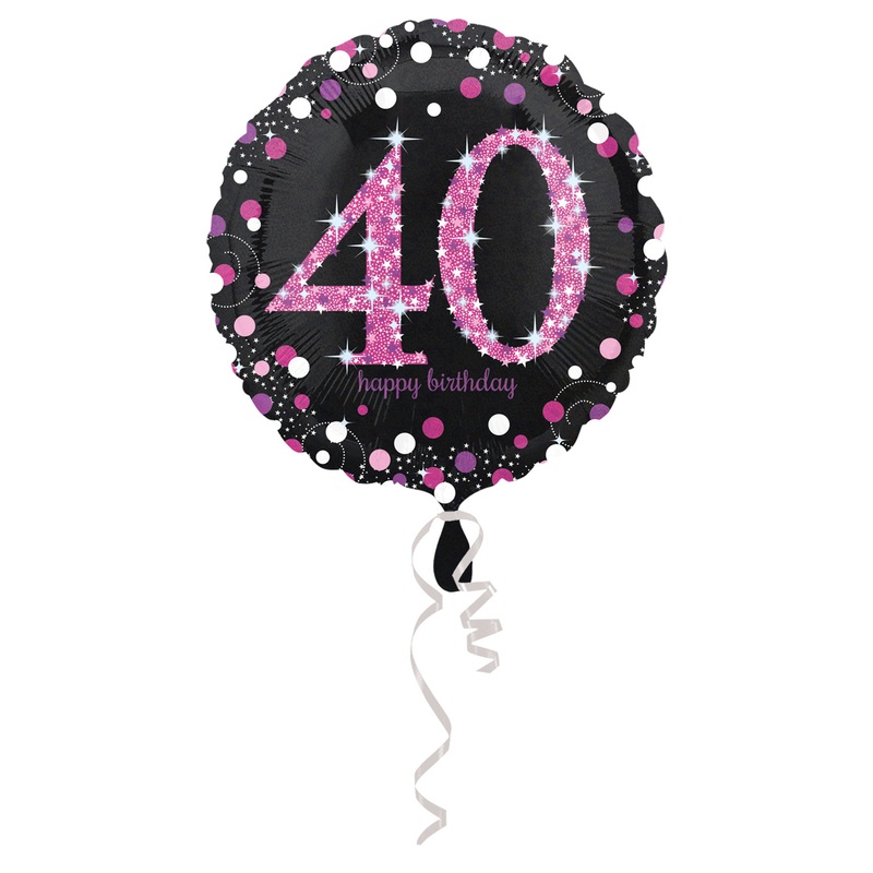 Pink 40th Birthday foil balloon 43cm
