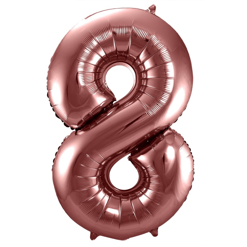 Rose gold metallic number 8 balloon 86cm
