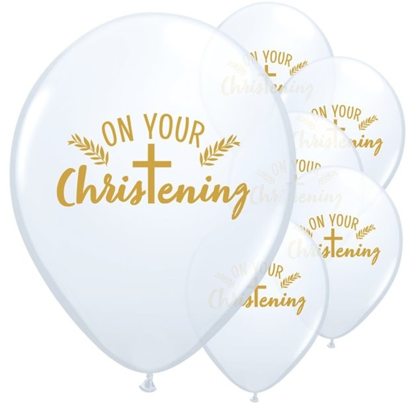 25 white balloons for baptism 28cm