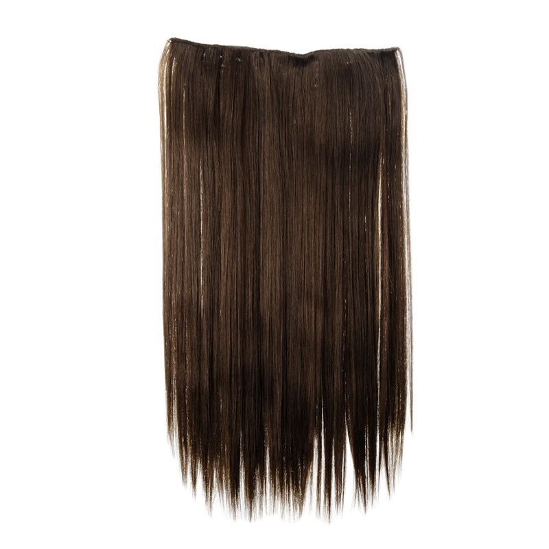 Hairpiece Extension 5 Clips Straight Long Medium Ash Brown L30172-8
