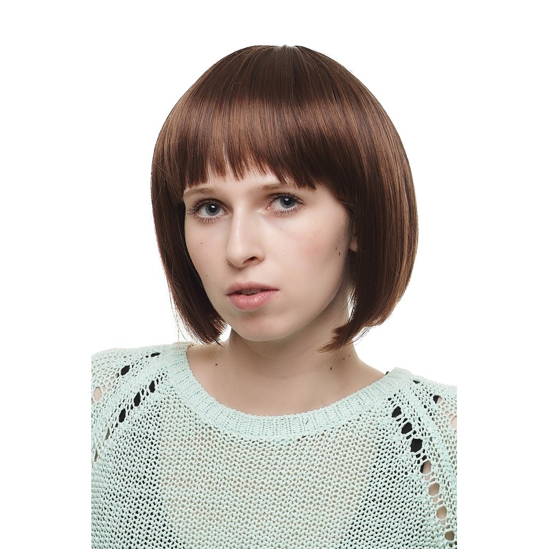 Lady wig Bob voluminous short mixed brown chestnut wild straggy look 2304