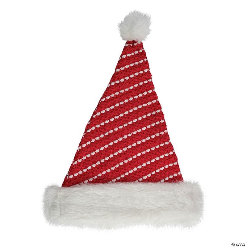 Northlight 17 Red and White Striped Santa Hat With Pom Pom