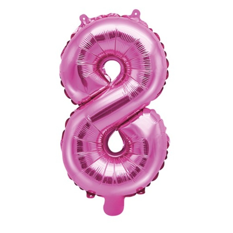 Number 8 foil balloon fuchsia 35cm